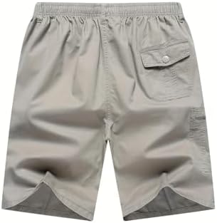 Pantalones cortos casuales para hombre, hechos de 100 %, con bolsillos con cremallera y una cintura ajustable con cordón|B0GGHC2X35