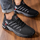 Tenis de correr con plataforma y patrón de rayas para hombre, transpirables, con cordones, antideslizantes, informales, para uso diario y gimnasio|B0GZDSTM9F