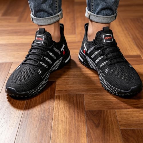 Tenis de correr con plataforma y patrón de rayas para hombre, transpirables, con cordones, antideslizantes, informales, para uso diario y gimnasio|B0GZDSTM9F